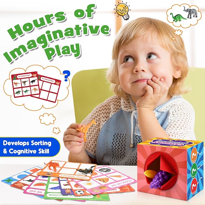 Montessori Toys for 3 4 5 6 Year Olds Boys & Girls | 58-Piece Fun Sorting Games with Mystery Box | Engaging Preschool Learning & Speech Therapy Toys | Great Birthday for Grandkids