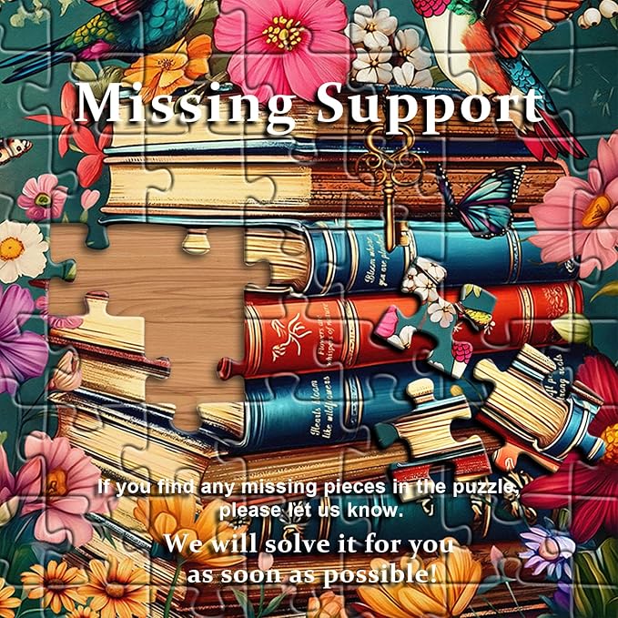 PICKFORU Wildflower Pages Jigsaw Puzzle for Adults, Hummingbird Vintage Book Puzzles, Retro Plant Flower Puzzle 1000 Pieces