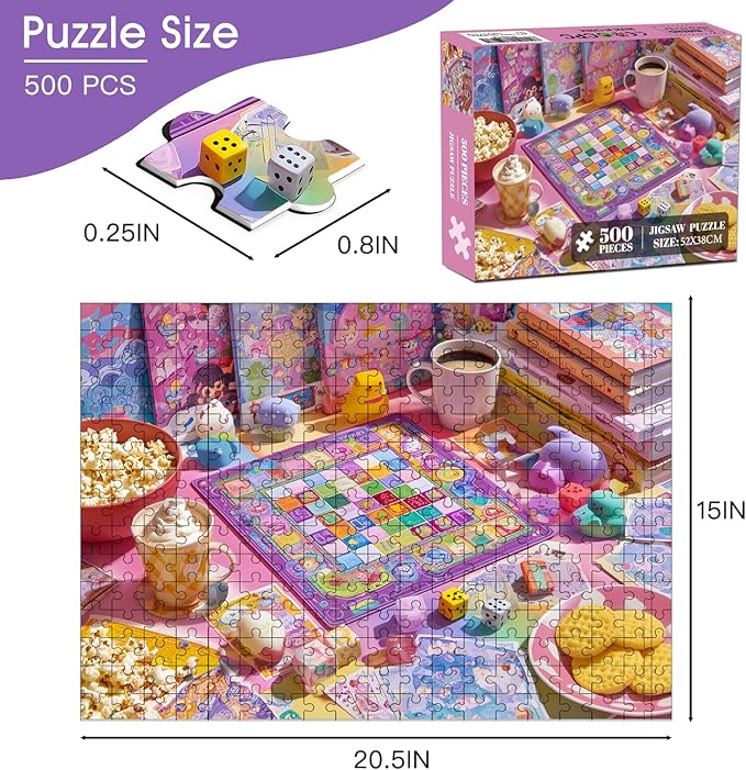 500 Piece Puzzle for Adults – Colorful Chessboard Jigsaw Puzzle 500 Piece for Adults Seniors – Eco-Friendly Recycled Paper – Fun & Challenging Game Gift for Friends and Family (20.5 x 15 in)