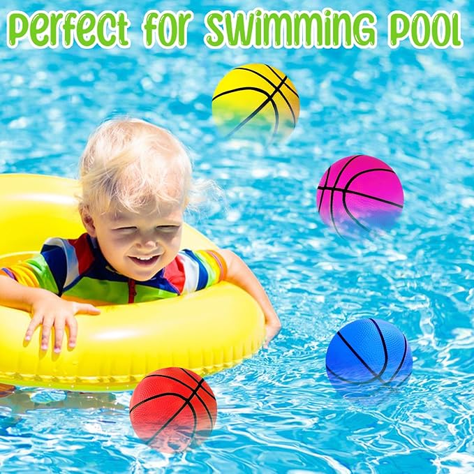 6Pcs 5Inch Mini Toy Basketballs,Colorful Rubber Inflatable Basketball with Pump for Toddlers Kids Pool,Basketball Hoop,Beach Sports Game,Party Favor Indoors Outdoors