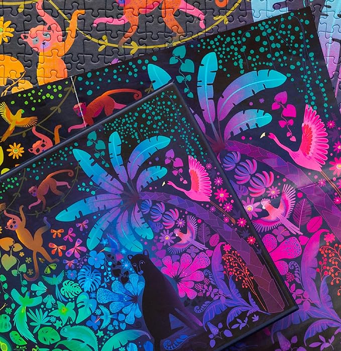 Elena Essex Jigsaw Puzzles - Radiant Jungle | Puzzle 1000 Pieces | Puzzles for Adults | Animal Bird Rainbow Gradient Puzzle | Adult Puzzles Size 28x20 inches