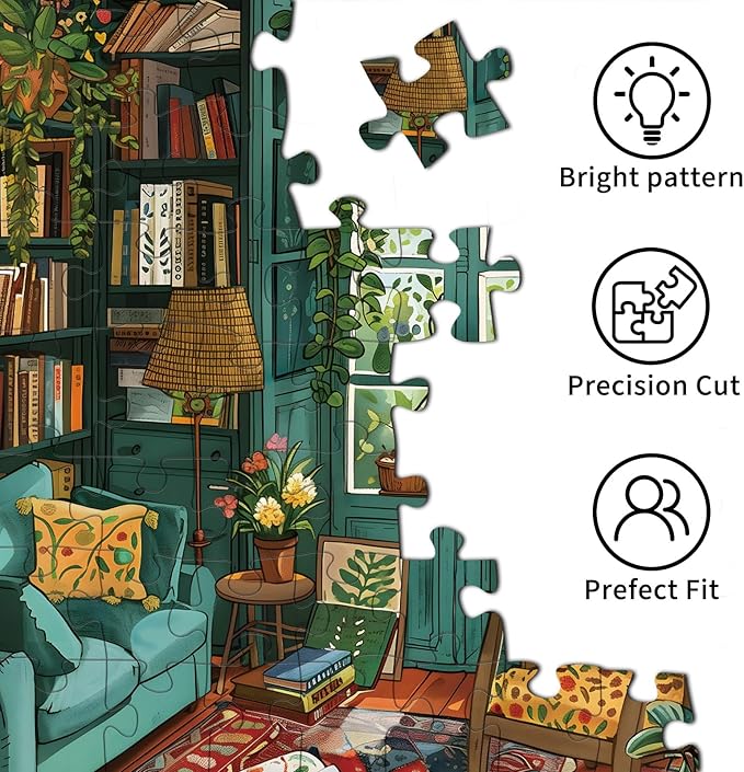 Cozy Study Puzzles for Adults 1000 Pieces, Jigsaw Puzzles for Adults 1000 Piece, Challenging Game Toys, Impossible Puzzle, Family Decoration Puzzle
