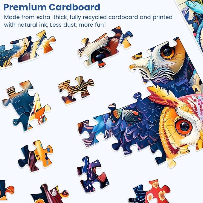 300 Pieces Puzzle for Adults | Colorful Owls Large Piece Puzzle | Recycled Cardboard Jigsaw Puzzles 300 Pieces | Challenging Game Home Decor Birthday Party Gift Toy for Adults Kids Seniors 20.5*15 in
