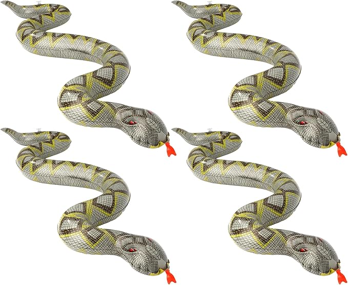Inflatable Snakes for Pool, 4 Pcs Blow Up Fake Snakes Animals Pool Floats, Large Inflatable Fake Snake for Garden Pools Lawn Plants Party Favors Halloween Decoration, Prank Keep Ducks Out