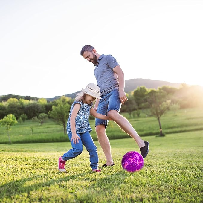 Soccer Ball Size 2 Size 3 Size 4 For Toddlers Kids Ages 1-3 3-8 8-12 - Glitter Unicorn Dinosaur Design - Sports & Outdoors Ball with Pump Deflated - Gift for Girls Boys Children Youth School Birthday