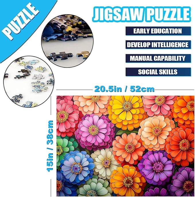 500 Piece Puzzles for Adults Colorful Flowers 20.5 x 15 Inch 500 Piece Jigsaw Puzzles for Adults Puzzles 500 Pieces for Adults Educational Challenge Puzzle