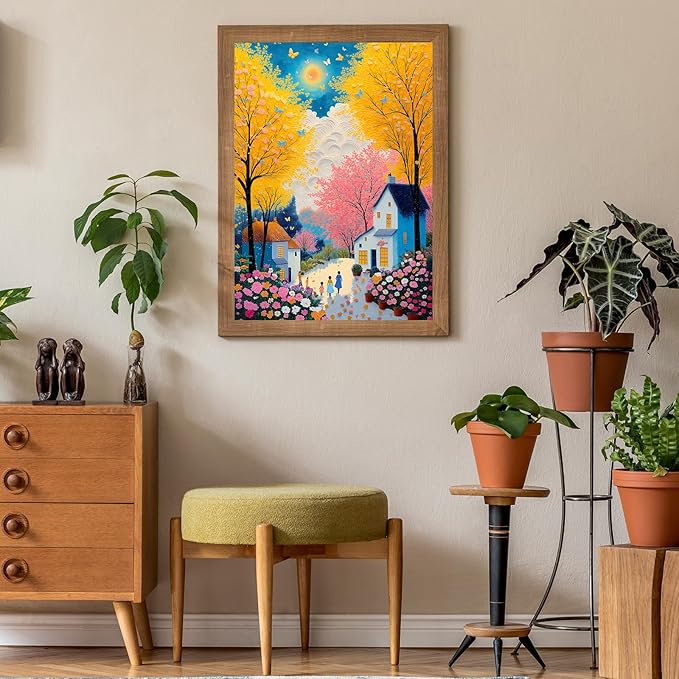 Puzzles for Adults 500 Pieces, Cherry Blossom Jigsaw Puzzles - Colorful Path, Impossible Colorful Wall Art Puzzle for Seniors Families, 20.47x14.96 Inches, 1:1 Poster, Letter On The Back