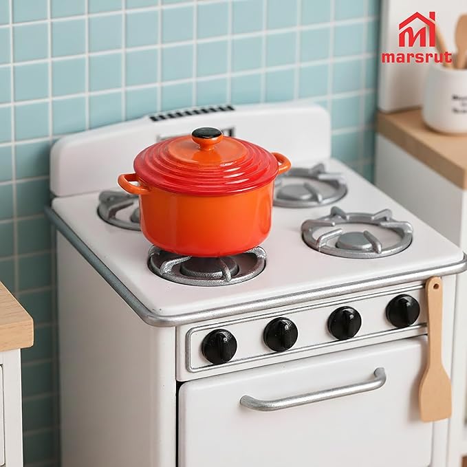 Miniature Cooking Pot & Food Set, 1/6 Dollhouse Cookware Pots & 10 Random Hot Pot Food Items, Kitchen Accessory Utensils, Minature Dutch Oven Stock for House Scene Model Decoration Accessories