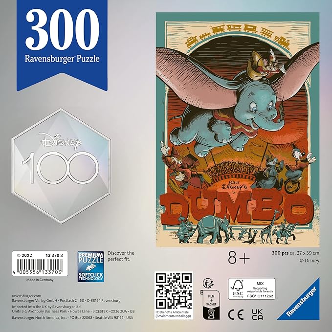 Ravensburger Puzzle 13370 - Dumbo - 300 Pieces Disney Puzzle for Adults and Children from 8 Years