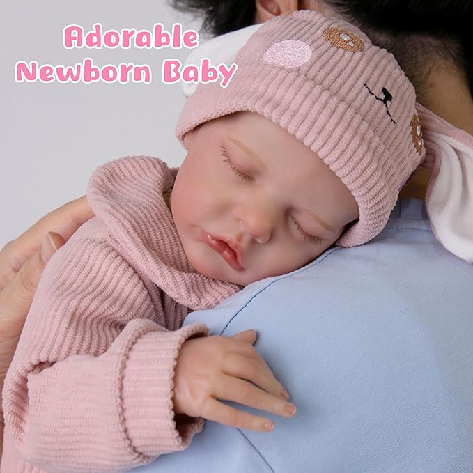Milidool Lifelike Reborn Baby Dolls- 18-Inch Realistic Poseable Newborn Baby Girl Dolls,Soft Cloth Body Real Life Baby Doll with Gift Box for Kids Age 3 +