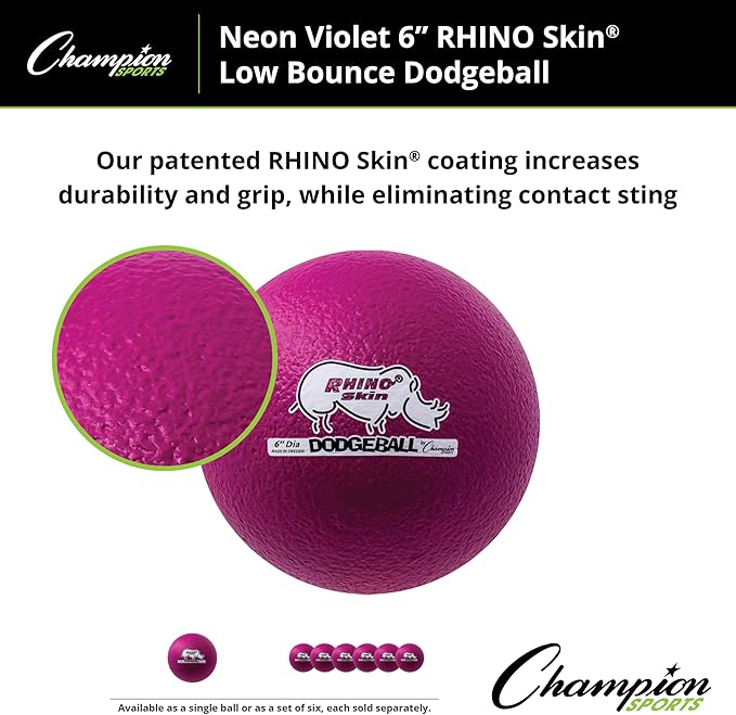Champion Sports® Rhino Skin® Low Bounce Dodgeball Sets & Singles for Playground, PE, Backyard & League Games – Team Sports Equipment for Youth & Adults