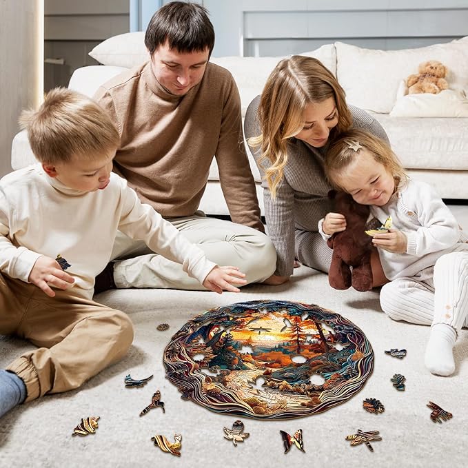 Wooden Jigsaw Puzzles, Winding Road Wooden Puzzles for Adults with Unique Shape, Birthday Gifts for Adults Family Game,11.4"x11.4"-200pcs