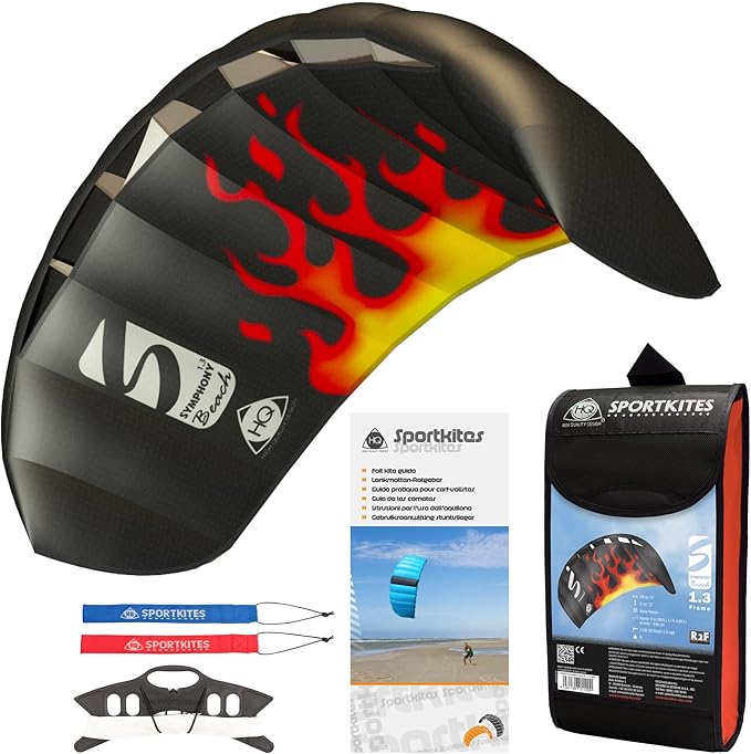 HQ Kites Symphony Beach III 1.3 Stunt Kite 51 Inch Dual - Line Sport Kite, Color: Flame - Active Outdoor Fun for Ages 8 and Up