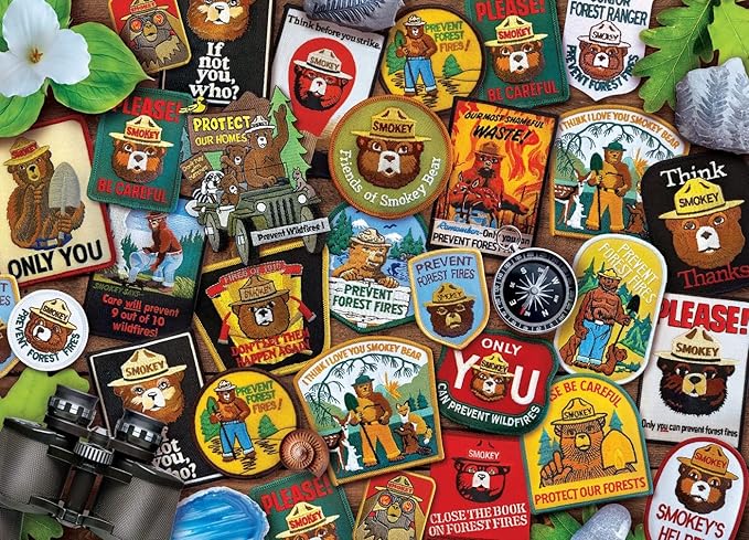 MasterPieces - 1000 Piece Jigsaw Puzzle, Smokey Bear Patches, Fun for Adults, Family, Kids 20"x27"