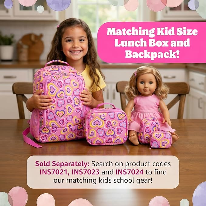 Emily Rose 18-Inch Doll School Essentials 18-Piece Set – Backpack, Lunch Box, Working Calculator & Pretend Food | Premium Back-to-School Playset Compatible with American Girl Dolls