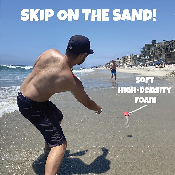 Skip NN' 8X Skipping Stonnes Targets NOT Included | Pool Toys Hole Skipping Stones Meets Cornhole Game Mode | Fun for The Pool, Lake, Beach| (Qty 8X RED/Blue Stonnes)