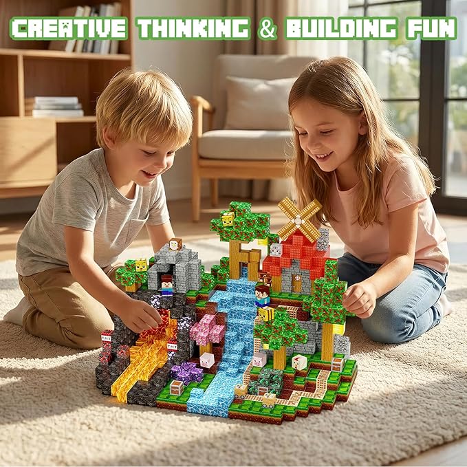 Magnetic Building Blocks, STEM Toys Educational Magnet Cubes for Kids Ages 4-12 (Rock Forest-200pcs)