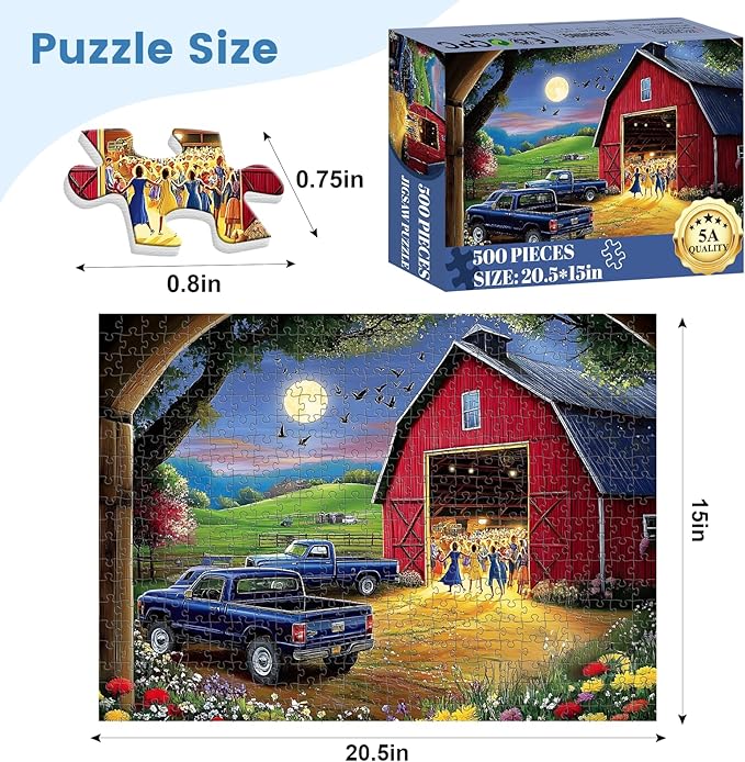 500 Pieces Jigsaw Puzzles for Adults, Evening Farm Puzzle for Adults Seniors, Dance Puzzle 500 Pieces, Gift for Birthday, Home Decor, Fun for Family(20.5 * 15 in)