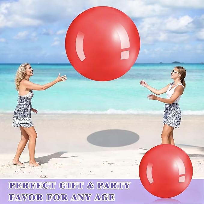 Jenaai 2 Pcs 30 Inch Large Bouncy Balls Giant Inflatable Rubber Kickballs Big Outdoor Exercise Jumping Hopping Ball for Outdoor Activity Sports Party Decor(Red, Purple)
