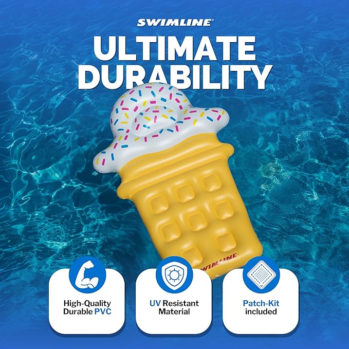 SWIMLINE Inflatable Swimming Pool Float Lounger Raft Fun Mat, Ice Cream Dream, Multicolor