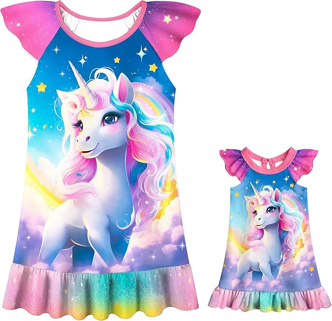 LQSZ Doll and Girl Matching Nightgown Outfit Pajamas Nightie Nightgown for Girls and Dolls Clothes