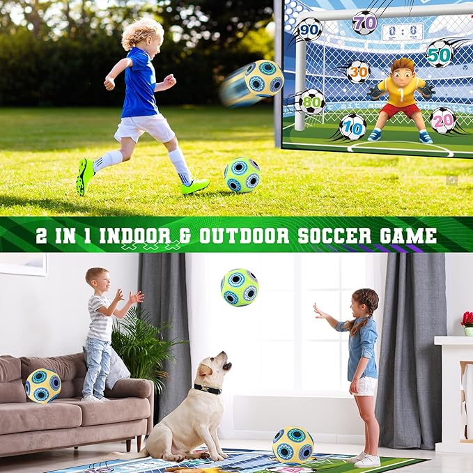 Soccer Ball Game Toy Set for Kids Ages 3-12,Soccer Goal Tapestry Target with 3 Sticky Soccer Balls, Indoor and Outdoor Soccer Shooting Training Toys for Boys Soccer Birthday