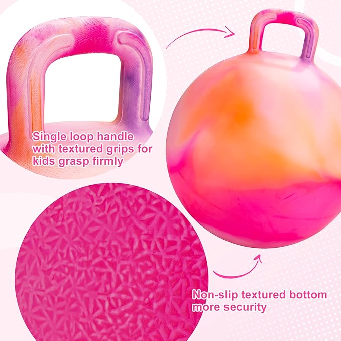 ZOOJOY Clouds Hopper Ball, Hopping Toys for Kids, 20 Inch Bouncy Ball with Handle for Boys Girls Aged 6-12, Inflatable Clouds Bounce Hopper Toy with Pump