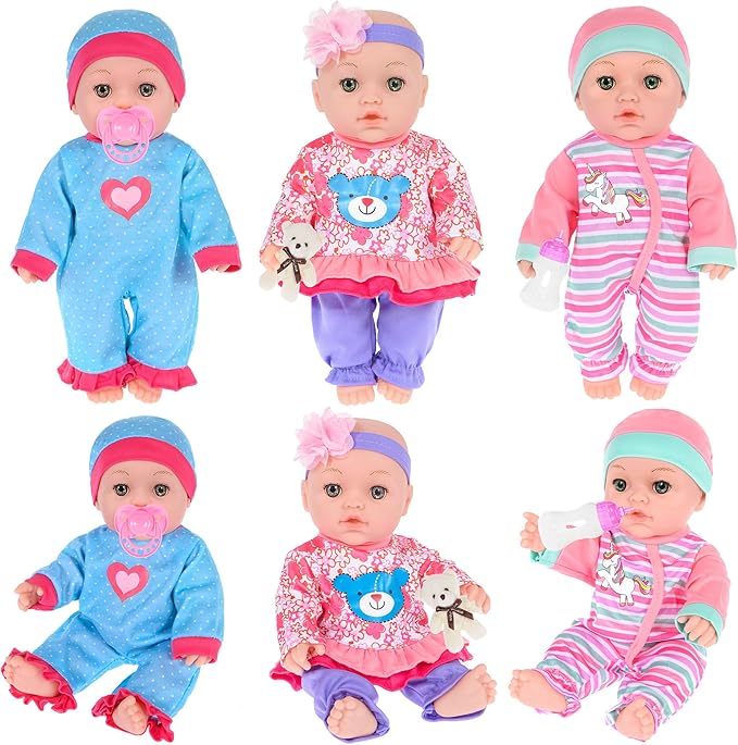 ebuddy 12 inch Baby Doll and Accessories-Reborn Baby Dolls Real Life Baby Dolls with 3 Sets Clothes,Backpack,Pacifier, Bottle
