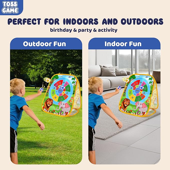 3 in 1 Bean Bag Toss Outdoor Toys for Toddlers Kids, Cornhole Outside Toys, Carnival Game Toodler Outdoor Indoor Gift for Birthday or Christmas for Ages 3-12 (Animal)