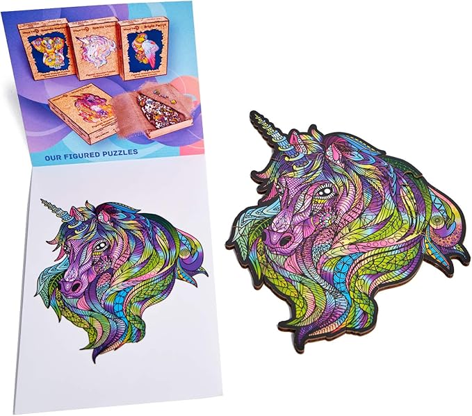 Wood Trick Purple Wind Mini Wooden Jigsaw Puzzle for Adults and Kids - 6.3 x 6.7 in - Animal Unique Shaped Figured Jigsaw Puzzle Pieces - Premium Quality