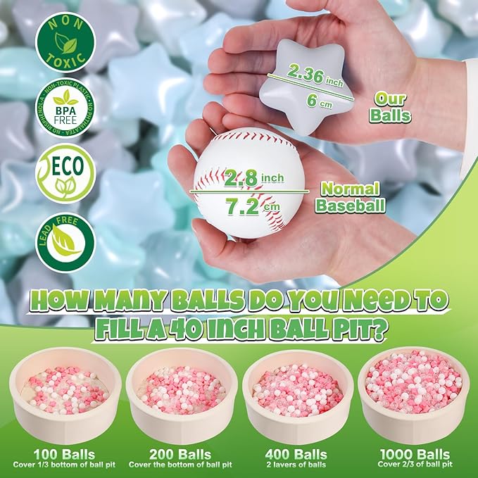 GOGOSO Ball Pit Balls for Toddlers Kids Plastic Balls for Ball-Pit Playpen Pool Baby Play Pastel BPA-Free Non Toxic Play Pastel Crush Proof Bal 50 100 200 500 1000 Count