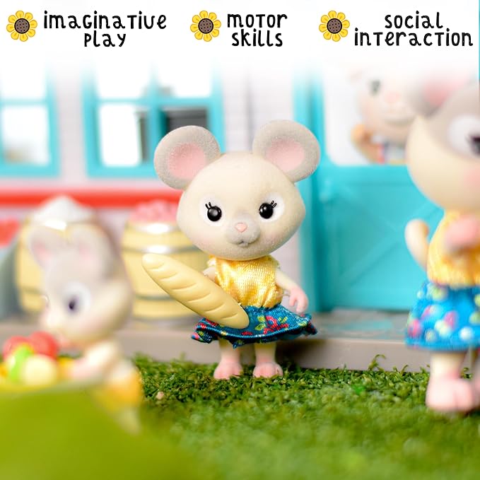 Honey Bee Acres The Cheddars Mouse Family, 4 Miniature Doll Figures, Small