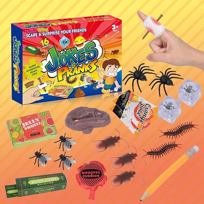 Prank Kit Funny Gag Gifts, Joke Box Ultimate Gift Set, Practical Jokes Perfect Party Favors 20 PCS Pranks for Kids Adults, April Fools Novelty Toys for Playing Jokes