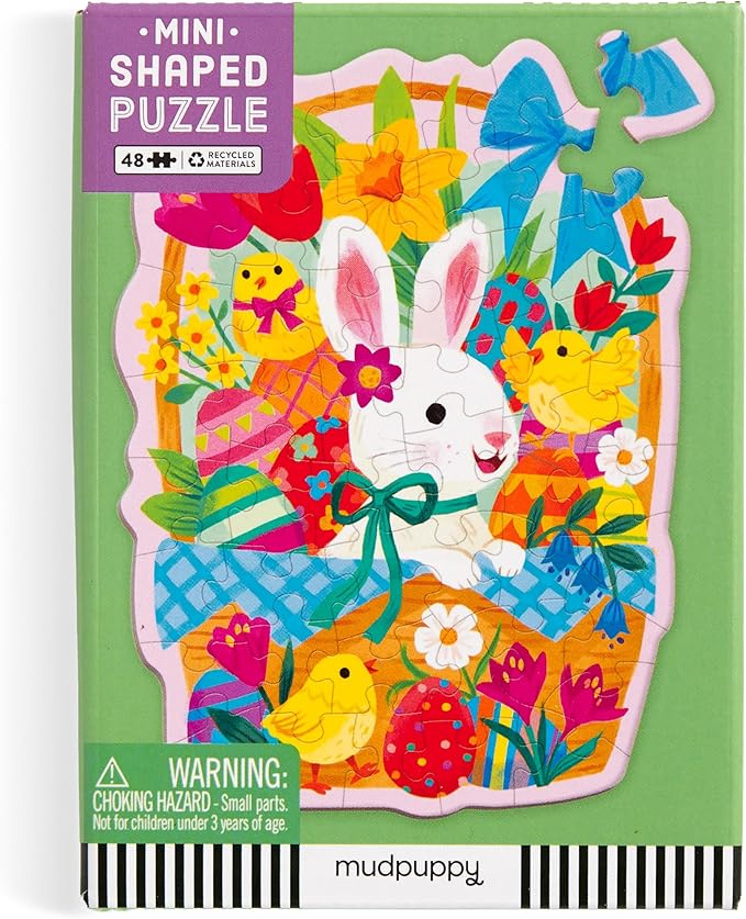 Mudpuppy Bunny Basket – 48 Piece Mini Puzzle with Colorful and Fun Illustrations of A Cute Bunny in A Basket