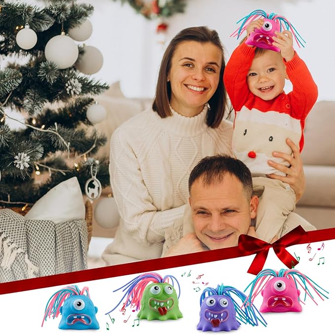 Fun Hair Pulling Fidget Screaming Monster Toys,Screaming Monster Toys,Venting Novelty Toys and Anti Worry Toys , Halloween Christmas for 3 4 5 6 7+ Kids Teen Boys Girls Gifts(4PCS)