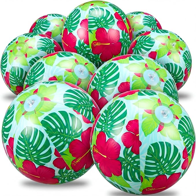 Civaner Tropical Luau Party Decorations Beach Ball 7.87 Inches Inflatable Beach Ball for Tropical Luau Party Favors Summer Swimming Pool and Beaches Game Gifts for Hawaii Themed Birthday