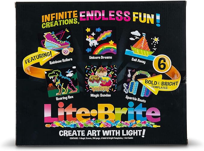 Lite Brite Classic, Favorite Retro Toy - Create Art with Light, STEM, Educational Learning, Holiday, Birthday, Gift, Boys, Kid, Toddler, Girls Age 4+