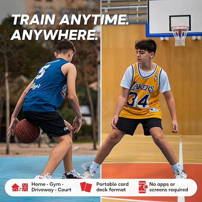 Kick Deck HoopDeck Basketball Training Cards – 52 Cards to Improve Skills, Ball Handling, Shooting, Ability, Fitness and Agility – at-Home Basketball Drills for All Skill Levels and Ages