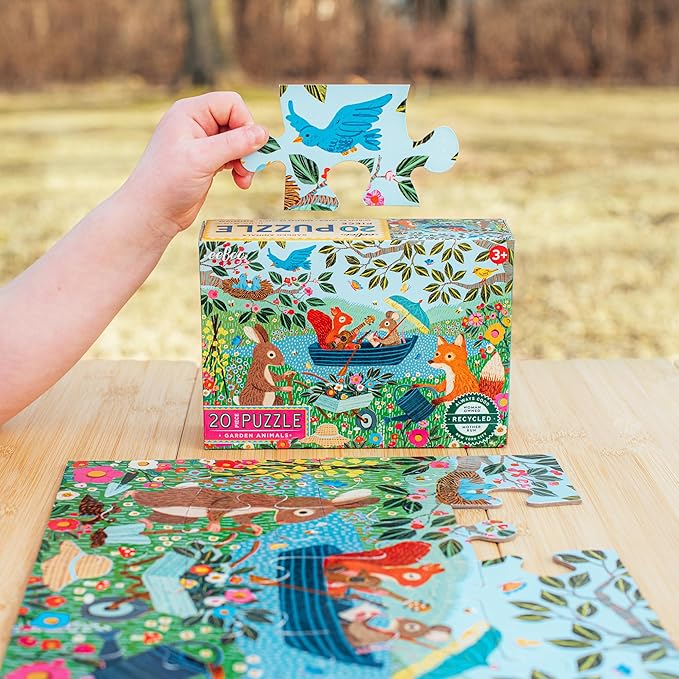 eeBoo 20 Piece Jigsaw Puzzle - Garden Animals Children's Puzzle Nature & Animals Themed, Large Pieces for Small Hands to Develop Motor Skills