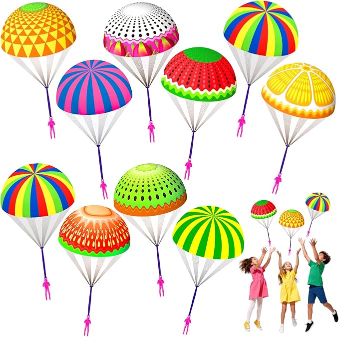 Parachute Toys for Kids Easter Egg Fillers, Hand Throwing Outdoor Flying Toys for Boys Girls 3 4 5 6 7 8-12 Years with Small Figures Birthday Gift Easter Basket Stuffers Classroom Prizes