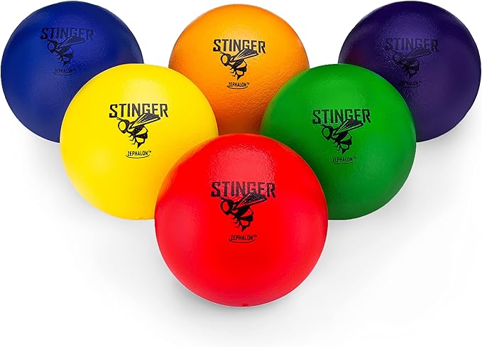 GSM Brands Dodgeballs - Foam, Soft Skin, Low Bounce, 5.9" - Set of 6 Dodge Balls for Kids and Adults