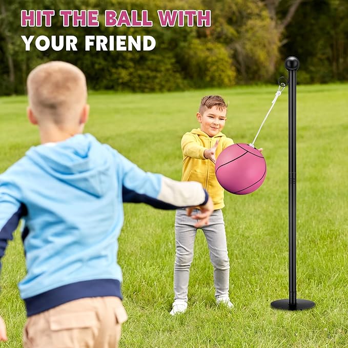Shappy Tetherball Soft Tether Balls and Rope Set Game Replacement Tetherball Set Rubber Tether Ball Equipment for Kids Adults Indoor Outdoor Playground Yard Backyard Play