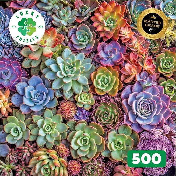 Lucky Puzzles Green Thumb Gala | 500 Piece Jigsaw Puzzle for Adults | Premium Quality | Colorful Artwork Puzzle | Brain Teasing Fun & Perfect Wall Art | Unique Flower Puzzle | 18 x 24 Inches