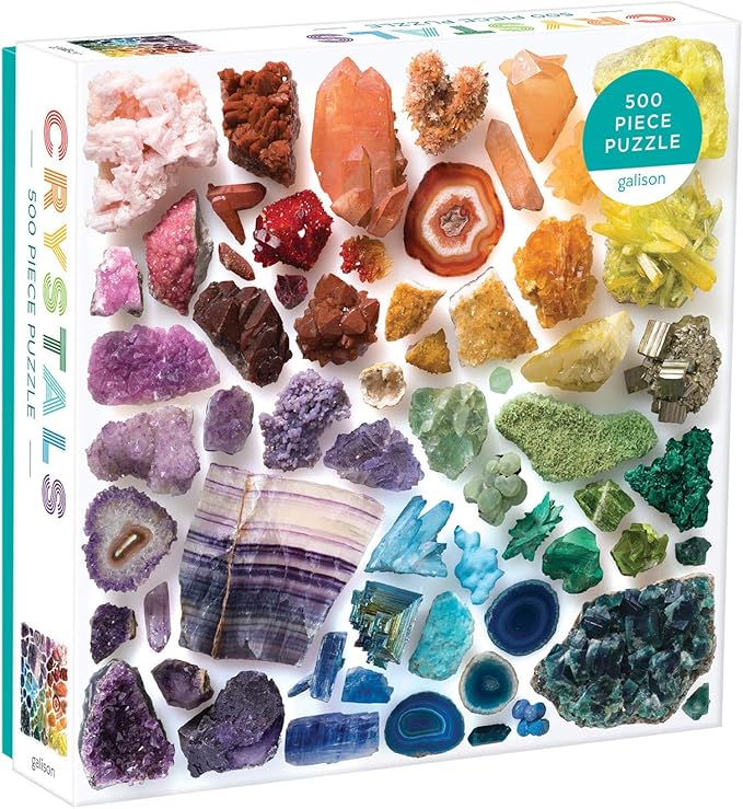 Galison Rainbow Crystals Jigsaw Puzzle, 500 Pieces, 20”x20” – Features an Array of Crystals and Gems in a Mesmerizing Rainbow of Color – Challenging, Perfect for Family Fun – Fun Indoor Activity