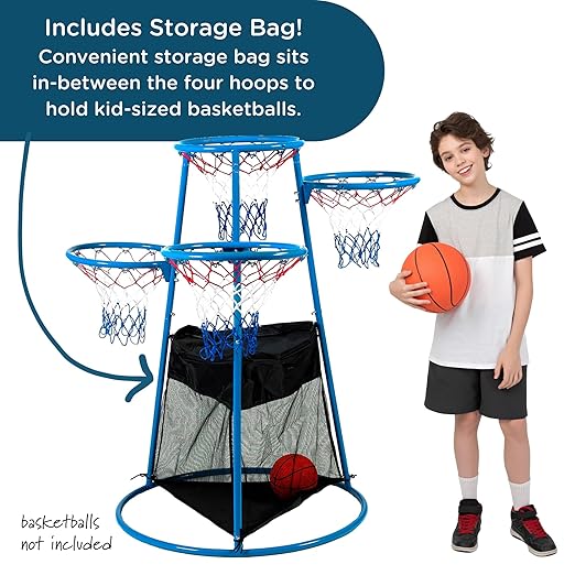 Children’s Factory Kids Toys 4-Hoop Basketball Set - Toddler Basketball Hoop Indoor/Outdoor Play- for Pre-School Classroom or Playroom