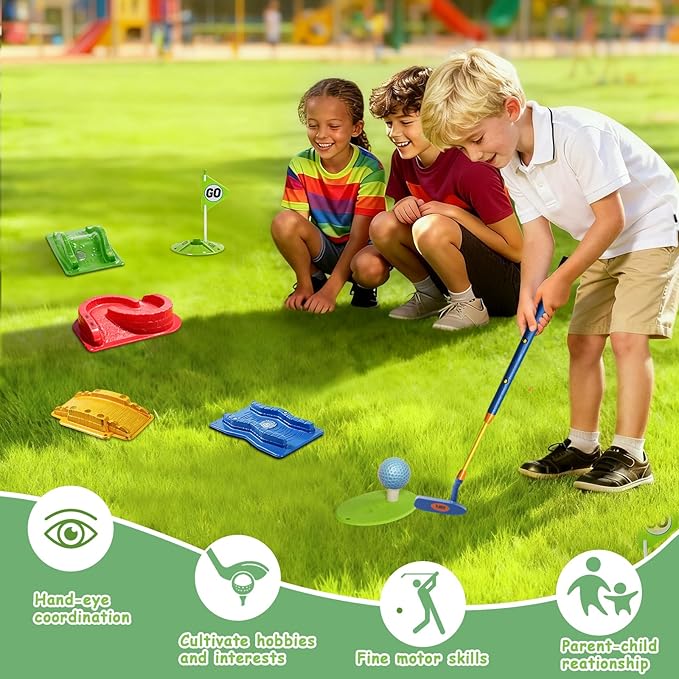 Kids Golf Set with Club - 16Pcs Kids Toy Golf Games Set, Mini Games Toddler Golf Set, Sports Outdoor Indoor Toys, Birthday for Girls Boys