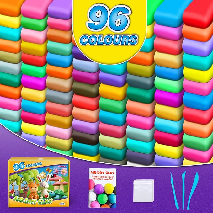 Magic Clay - Air Dry Clay 96 Colors, Modeling Clay for Kids with Tools, Soft & Ultra Light, Toys Gifts for Age 3 4 5 6 7 8+ Years Old Boys Girls Kids