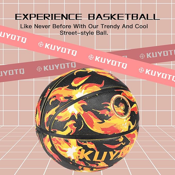 KUYOTQ Kids Youth Adult Size 3/4/5/6/7 (22/25.5/27.5/28.5/29.5") Basketball Premium Rubber or Faux Leather Basketball Indoor Outdoor Basketball for Boys Girls Womens Mens Basketball Gifts (Deflated)