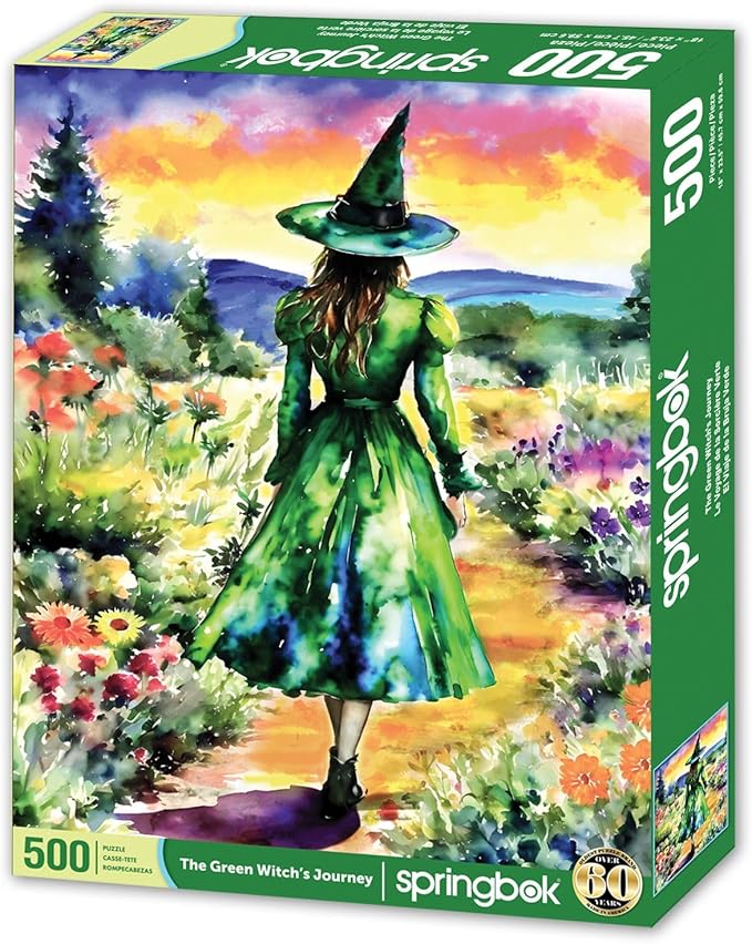 Springbok A Witches Journey 500 Piece Jigsaw Puzzle for Adults - Green Witch in Meadow - Unique Cut Pieces - Made in USA