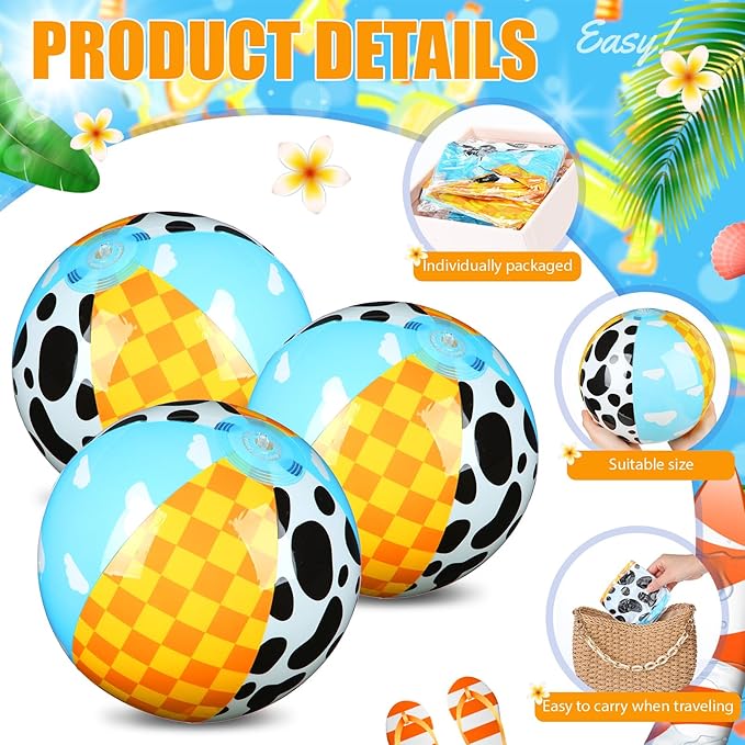 4 Pack Cartoon Story Themed Beach Balls 11.8" Inflatable Ball Bulk for Summer Pool and Beach Game Gifts Cartoon Story Birthday Party Favors Supplies and End of The Year Class Decoration